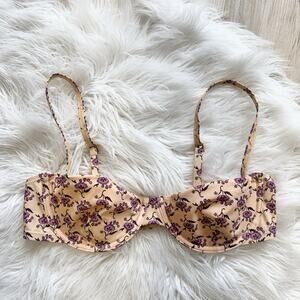 TORY BURCH FLORAL PATTERNED UNDERWIRE BIKINI TOP Small